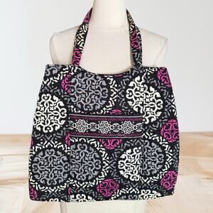 Vera Bradley 15" Tall Snap Tote Curvy Bucket Bag CANTERBERRY MAGENTA 15x 15 NWOT